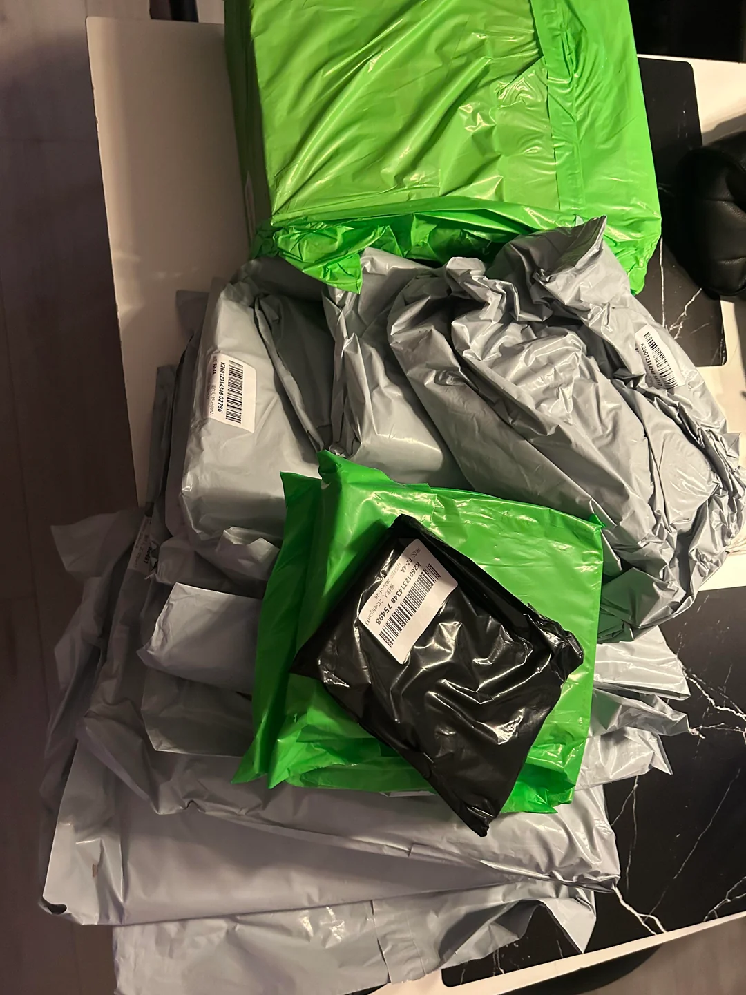 LitBuy first parcel contents — community haul photo from Denmark buyer